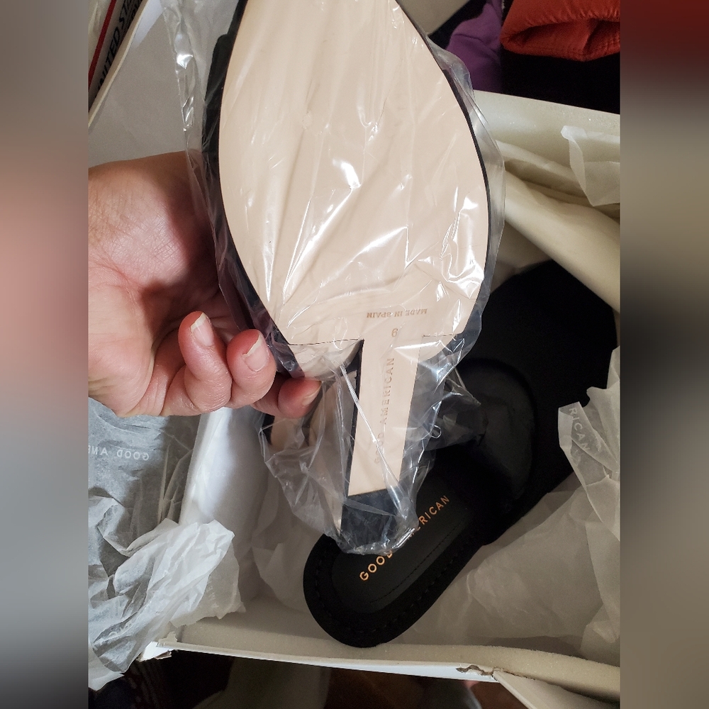 Good American Clear Wedge Sandal Open Toe 9 Neoprene Slip On GA368N-X Black.  - Picture 7 of 7